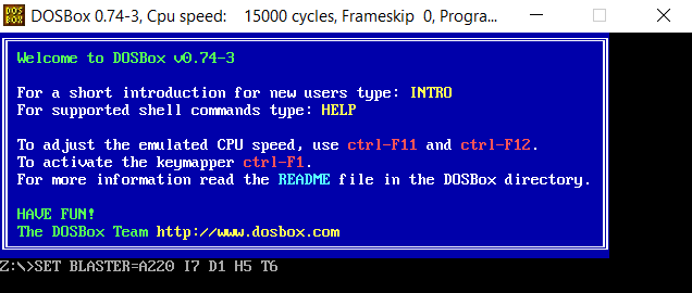 DosBox Screen